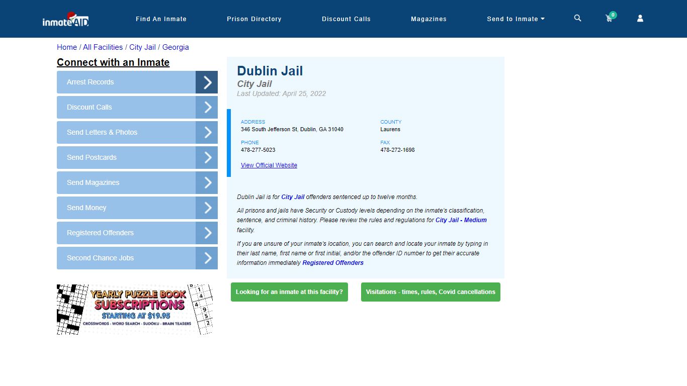 Dublin Jail | Inmate Locator