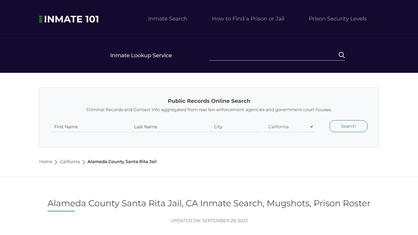 Alameda County Santa Rita Jail, CA Inmate Search, Mugshots, Prison ...